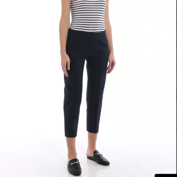 Leggiadro black stretch cotton crop pants side zip Size 14 - Picture 1 of 7